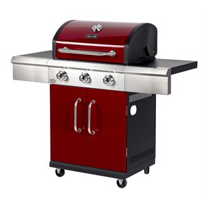 dyna-glo 3-burner transitional metal lp gas grill in red finish