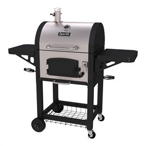 dyna-glo metal heavy-duty compact charcoal grill in silver and black