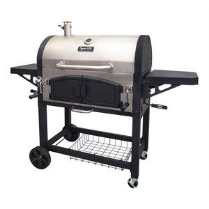 dyna-glo metal x-large premium dual chamber charcoal grill in silver
