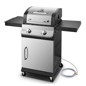 dyna-glo 2-burner stainless steel premier natural gas grill in silver