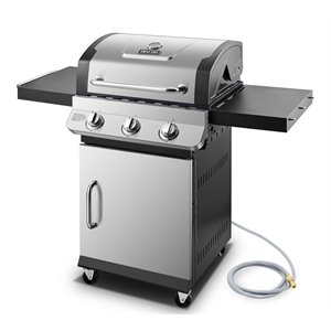 dyna-glo 3-burner metal premier natural gas grill in silver finish