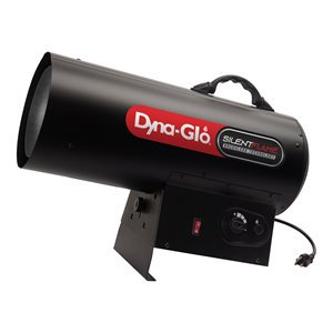 dyna-glo 125k btu metal quiet portable forced air propane heater in black