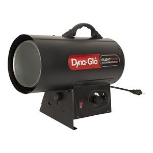 dyna-glo 60k btu metal quiet portable forced air propane heater in black