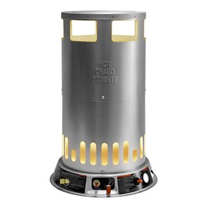 dyna-glo 200k btu metal portable convection propane heater in silver