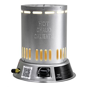 dyna-glo 25k btu metal portable convection propane heater in silver