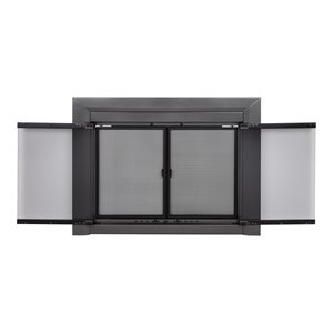 pleasant hearth craton metal small cabinet-style fireplace doors in gray