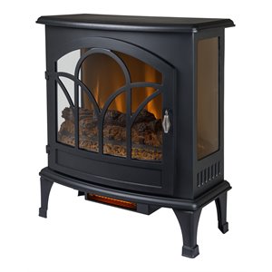 pleasant hearth metal curved front infrared panoramic electric stove in black