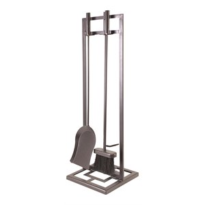 pleasant hearth asteria transitional metal fireplace toolset in wenge brown