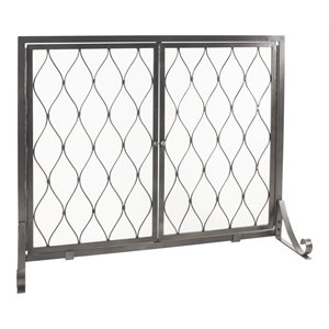 Pleasant Hearth Stonewall Transitional Metal Fireplace Screen in Gunmetal Gray