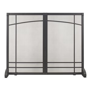 Pleasant Hearth Amherst Transitional Metal Fireplace Screen in Iron Black