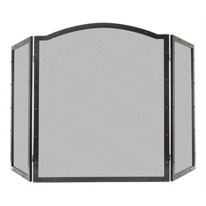 Pleasant Hearth Fortna Transitional Metal Fireplace Screen in Antique Black