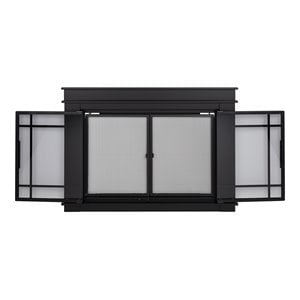 Pleasant Hearth Filmore Metal Small Cabinet-Style Fireplace Doors in Black
