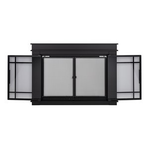 Pleasant Hearth Filmore Metal Medium Cabinet-Style Fireplace Doors in Black