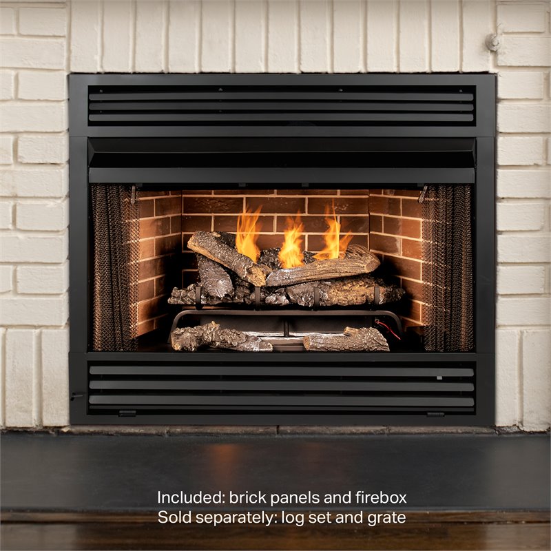 Pleasant Hearth 36 Metal Circulating Zero Clearance Universal Firebox in  Black