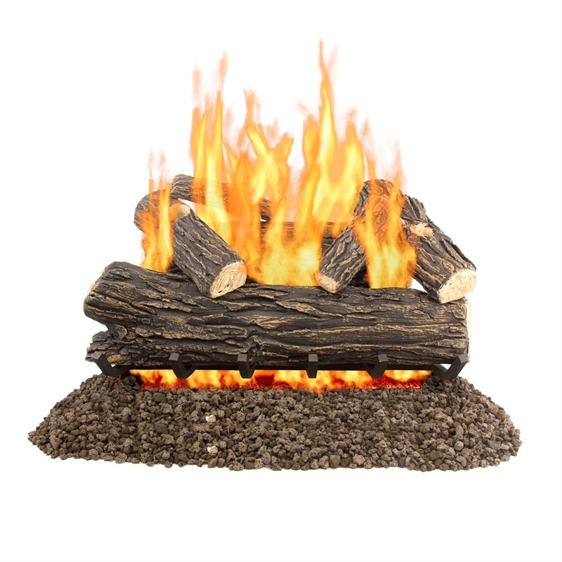 Pleasant Hearth 30 Transitional Metal Willow Vented Gas Log Set in Brown
