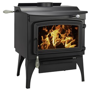 Pleasant Hearth Transitional Metal Medium Burning Stove with Legs in Black