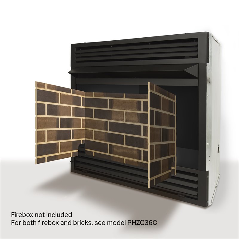 Pleasant Hearth 36 Ceramic Zero Clearance Firebox Brick Panel Set in Brown