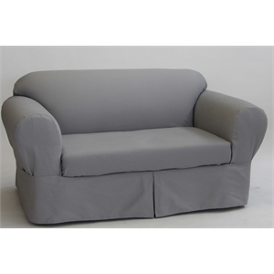 cotton twill 2 piece loveseat slipcover in gray