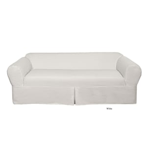 Cotton Twill 2 Piece Loveseat Slipcover in White