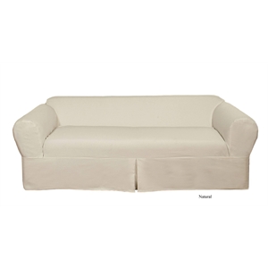 Cotton Twill 2 Piece Loveseat Slipcover in Natural