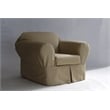 Brushed Cotton Twill 2 Piece Chair Slipcover in Khaki