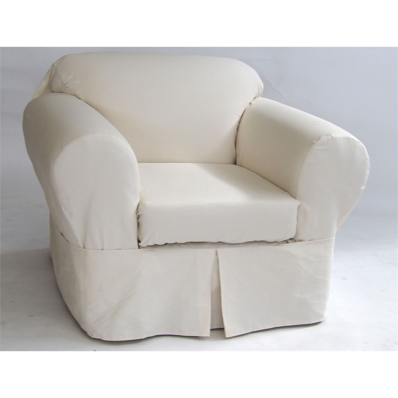 Brushed Cotton Twill 2 Piece Chair Slipcover in Natural