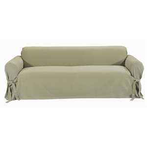 cotton twill one piece sofa slipcover in sage green