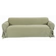 Cotton Twill One Piece Sofa Slipcover in Sage Green