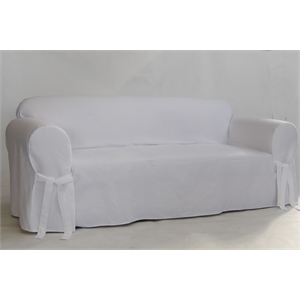 cotton twill one piece sofa slipcover in white