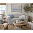 Cotton Twill One Piece Slipcover in Blue Stripe