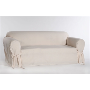 cotton twill one piece loveseat slipcover in natural