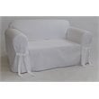 Cotton Twill One Piece Loveseat Slipcover in White