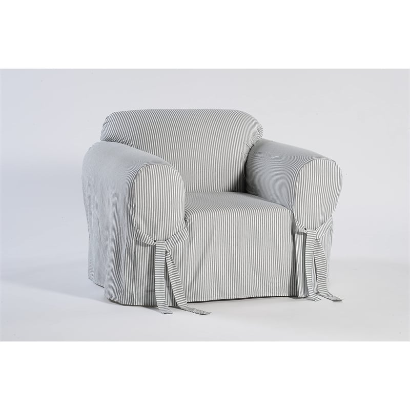 Cotton Twill One Piece Chair Slipcover in Sage Green