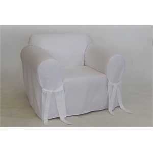 cotton twill one piece chair slipcover in white
