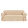 Cotton Duck One Piece Sofa Slipcover in Khaki
