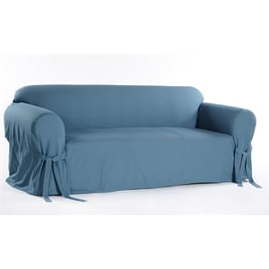Cotton Duck One Piece Sofa Slipcover in Blue