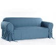 Cotton Duck One Piece Sofa Slipcover in Blue