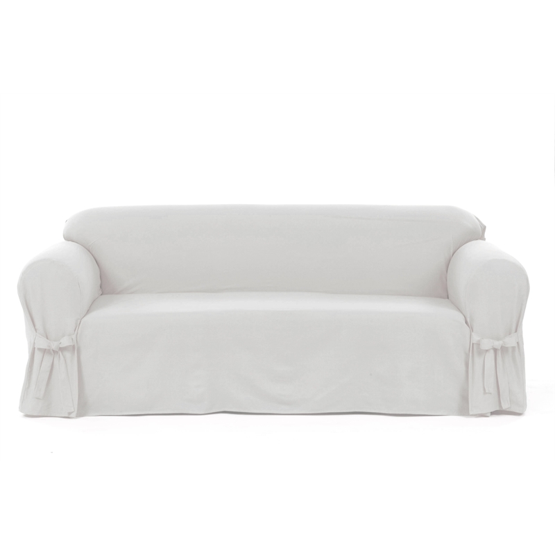 Cotton Duck One Piece Sofa Slipcover in White