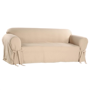 Cotton Duck One Piece Loveseat Slipcover in Hunter Green