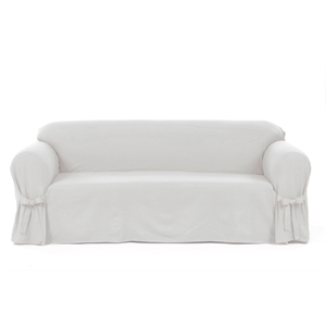 cotton duck one piece loveseat slipcover in white