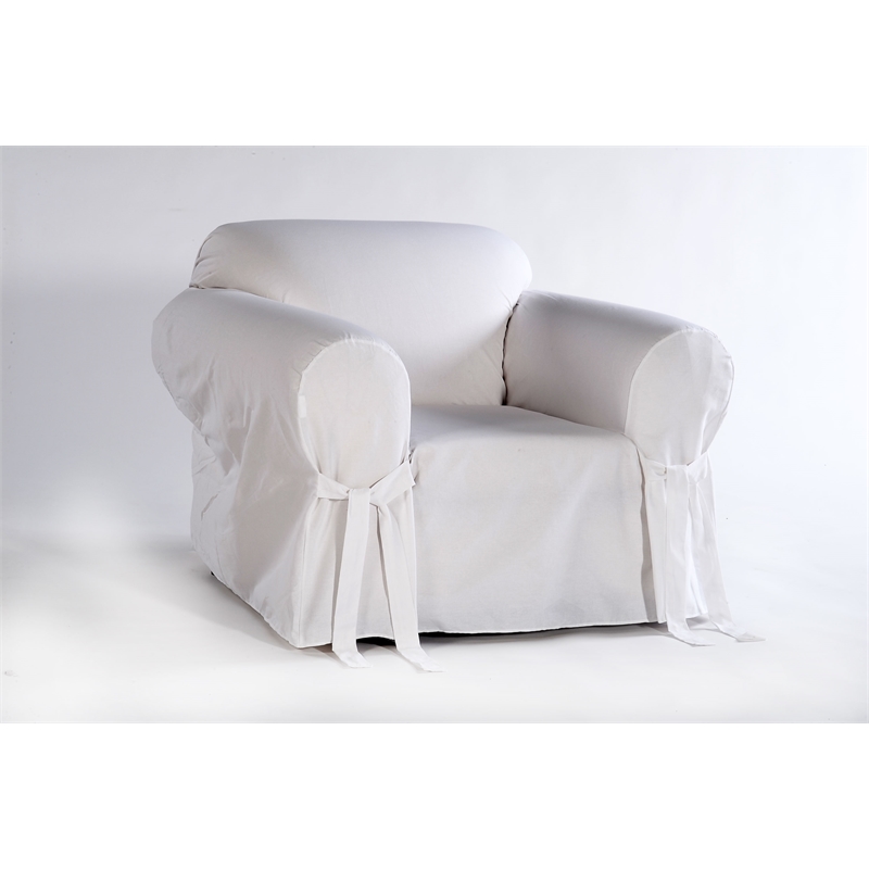 Cotton Duck One Piece Chair Slipcover in White