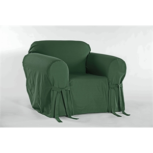 cotton duck one piece chair slipcover in hunter green