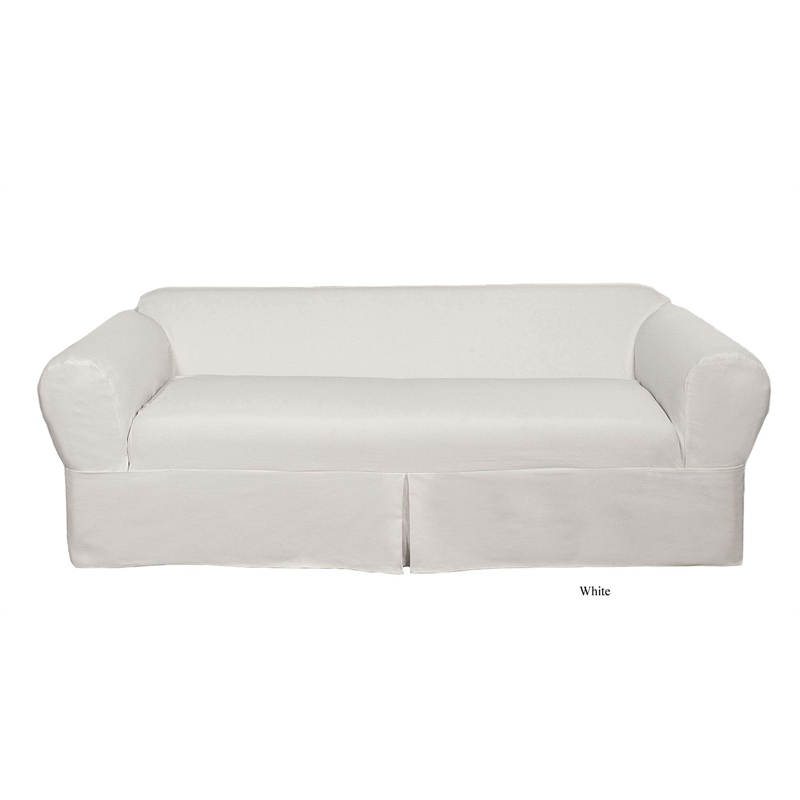 Cotton Twill 2 Piece Sofa Slipcover in White