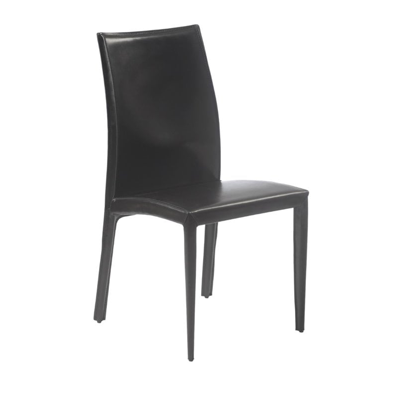 Eurostyle Daisy Leather Dining Side Chair in Black   02401