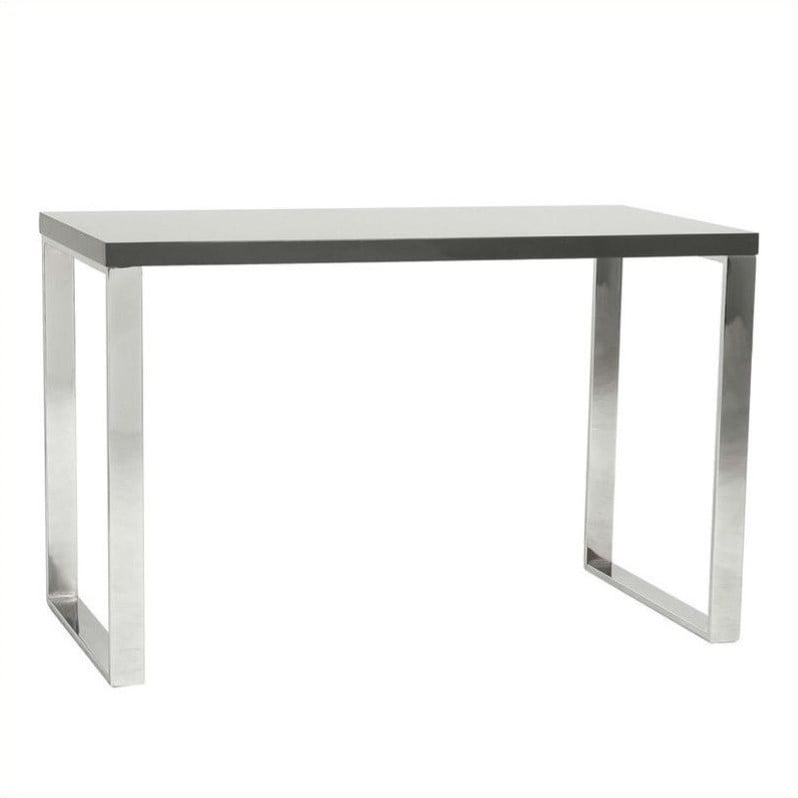 Eurostyle Dillon Desk in Gray Lacquer / Polished Stainless Steel   09815GRY