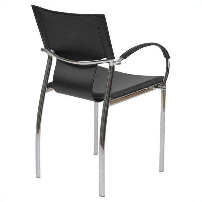 Eurostyle Vinnie Arm Dining Chair In Black Leather Chrome 17211BLK   422983 3 L 