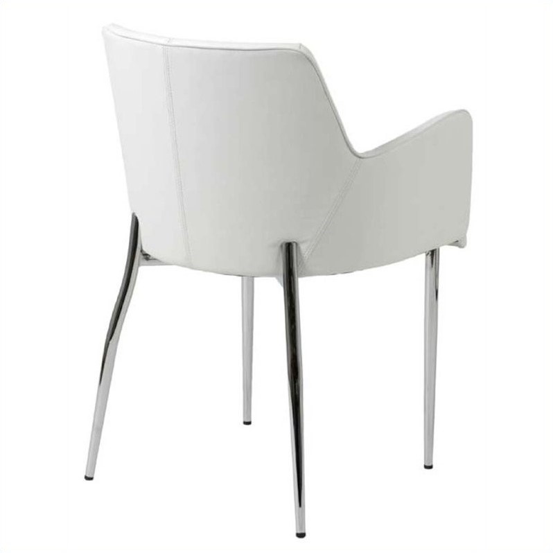 Eurostyle Sunny Arm Dining Chair In White Chrome - 17618wht