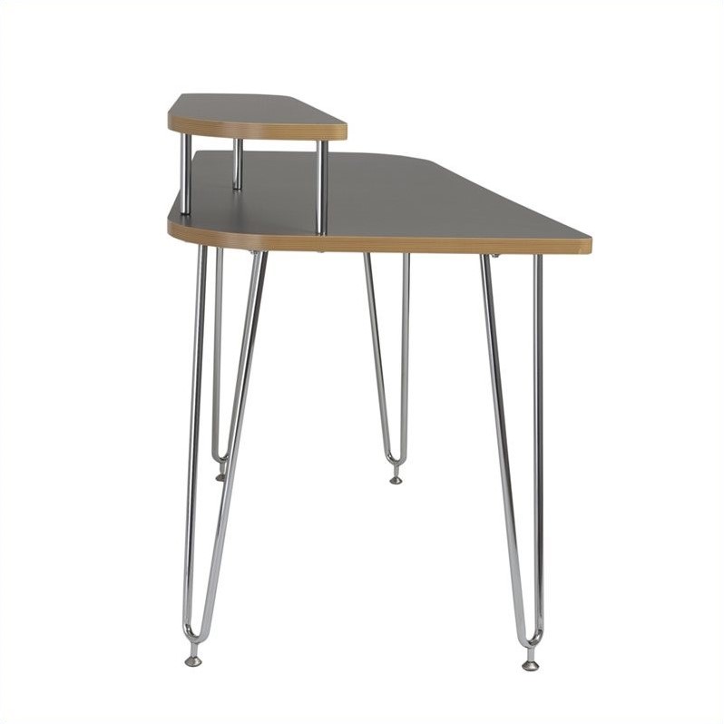 Eurostyle Hanh Left Shelf Desk in Gray and Chrome
