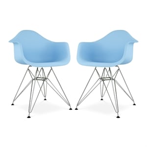 Aron Living Tower 18&quot Plastic and Chrome Steel Armchairs in Blue (Set of 2)