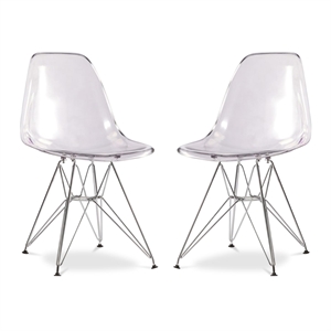 Aron Living Tower 17&quot Plastic and Chrome Steel Dining Chairs in Clear (Set of 2)